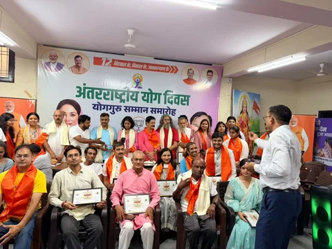 Participants gathered for a yoga celebration